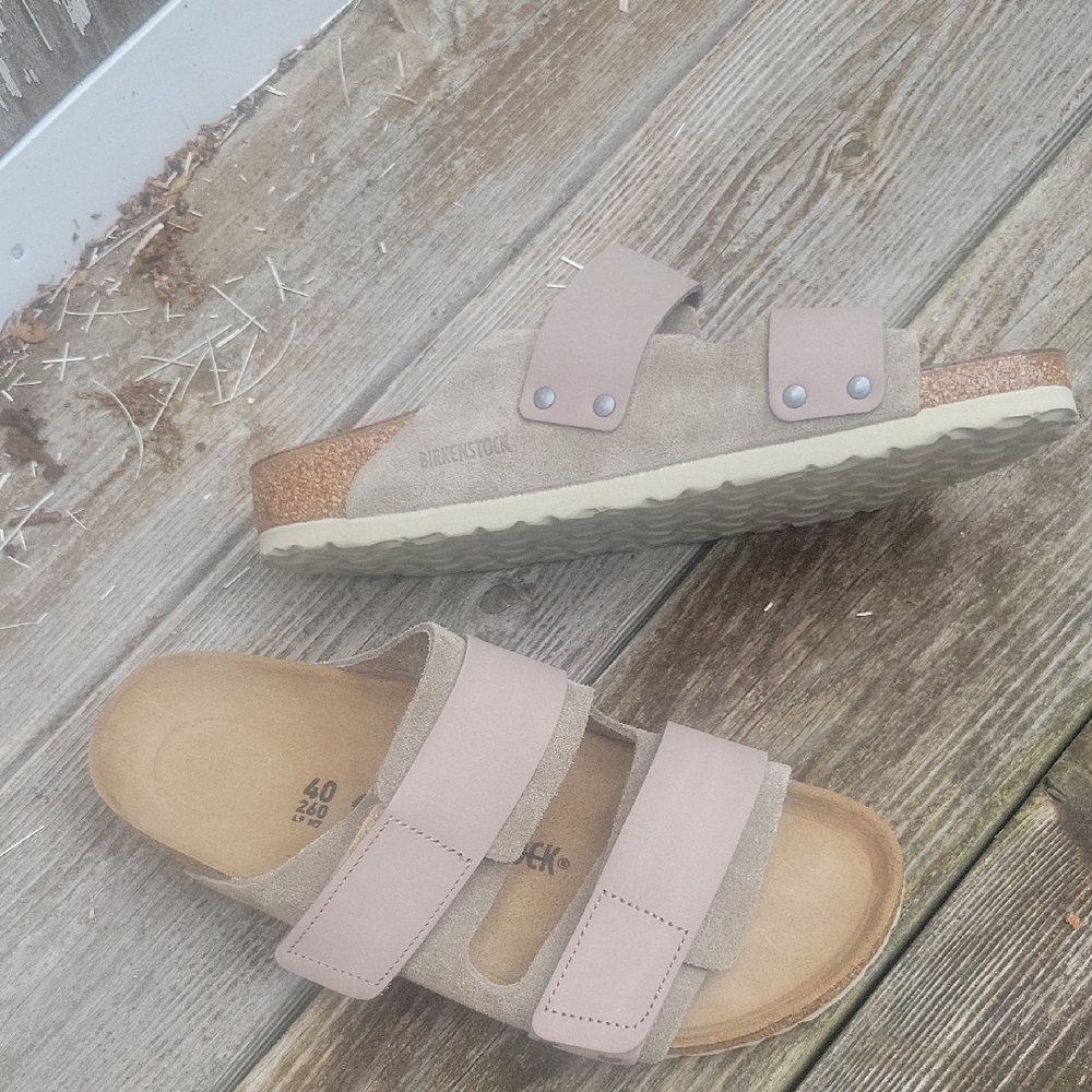 Birkenstock Uji Taupe Suede Sandals
